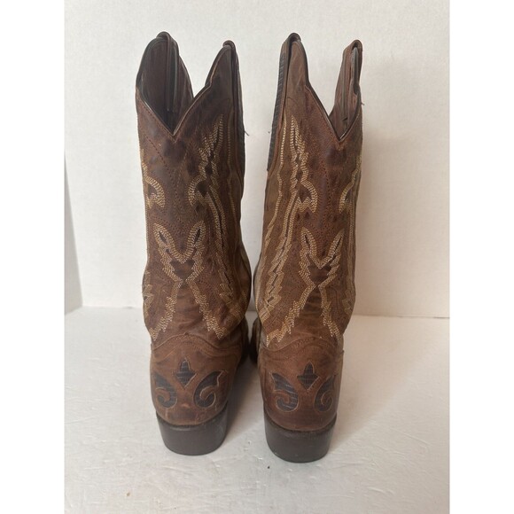 JB DILLON COWBOY SNIP TOE Boot 7.5 D Men  Lizard INLAY Brown Western  Inlay